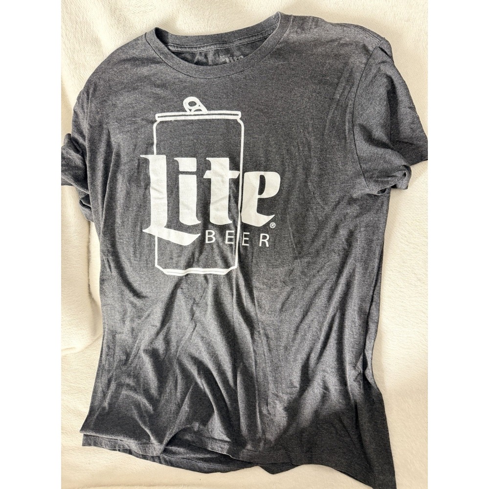 Miller Lite Beer T-Shirt Mens XL Gray Can Logo Alcohol Bar Tee